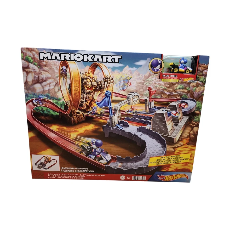 Mario Kart - BOWSER'S CASTLE CHAOS Circuito Pista Set AZUL YOSHI Hot Wheels 2020 Foto 1 de 4