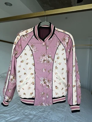 Chaqueta de bombardero de béisbol floral COACH para mujer M romántica rosa coqueta niña Foto 1 de 4