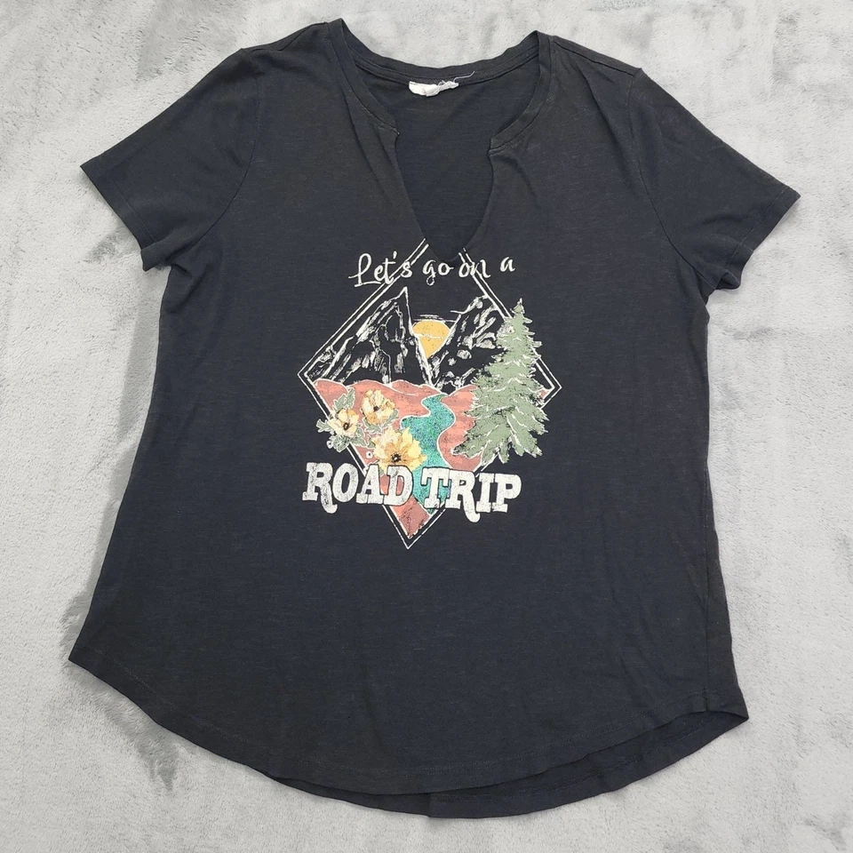 Top Maurices Mujer M Negro Manga Corta Informal Viaje por Carretera Verano Boho Hippie Foto 1 de 4