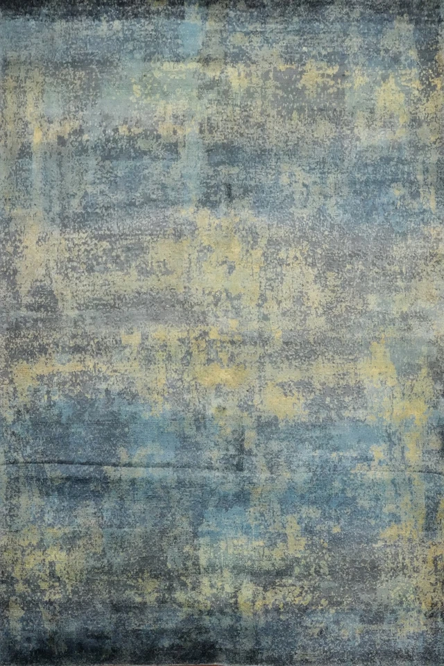 Alfombra hecha a mano abstracta aspecto envejecido 6x8 pies estilo moderno para sala de estar Foto 1 de 4