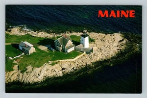 Hendrick's Head Lighthouse ME-Maine, Aerial View Vintage Souvenir Postcard - Picture 1 of 2