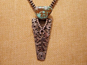 Silversmith Alex Sanchez Navajo Maiden Kachina Overlay Pendant Silver Turquoise - Picture 1 of 15