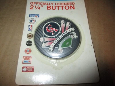 MOC Dead Stock Vintage 90's CALIFORNIA ANGELS Logo 2 1/4" Round Pin By Wincraft - Image 1 of 2