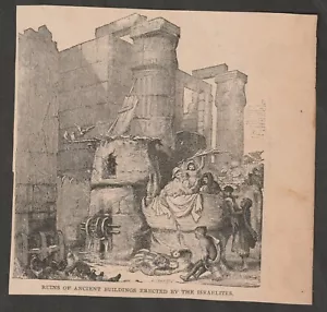 VINTAGE RELIGIOUS ILLUSTRATION RUINS OF ANCIENT FORTIFICATIONS - Picture 1 of 1