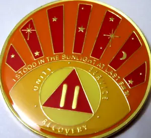 Alcoholics Anonymous AA 2 year Sunlight Medallion Yellow Orange Coin Chip Token - Picture 1 of 8