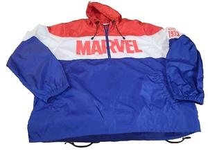 Marvel Windbreaker Jacket XLarge RED WHITE BLUE 1939 Half Zip Hooded - Picture 1 of 5