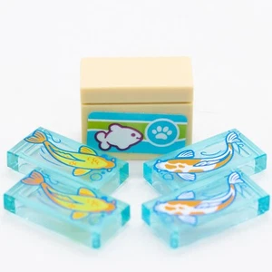 LEGO Koi Fish with fish food brick Lot Printed Orange White Ying Yang Tiles - Picture 1 of 8