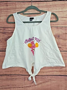 SHEIN Size XL Crop Top Tie Waist Care Bear Print White - Picture 1 of 3