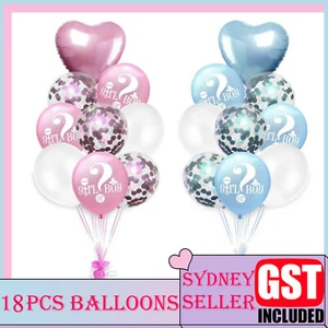 Boy or Girl Gender Reveal Baby Shower Decorations Balloons Banner Topper He She - Picture 1 of 8