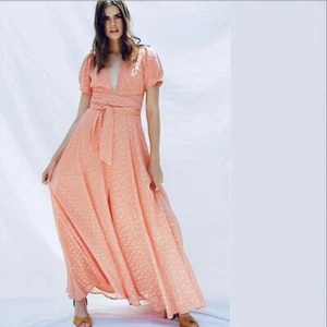 Free People Wanderer Maxi Dress Coral Combo Size 6 NWT - Picture 1 of 3