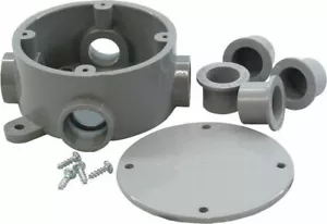 Cantex 4-3/4 in. Round PVC 1 gang Junction Box Gray -Pack of 1 - Picture 1 of 1