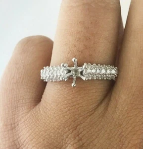 Semi Mount Setting Engagement Ring 14K Gold 0.45 Ct Round Genuine Diamond  - Picture 1 of 24