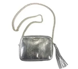 Victoria's Secret Purse Metallic Silver Gold-Chain Crossbody Bag Tassel Handbag - Picture 1 of 15