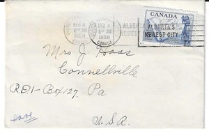 Canada -Scott's #370 on cover from Grand Prairie, Alberta to Connellville, PA - Picture 1 of 1