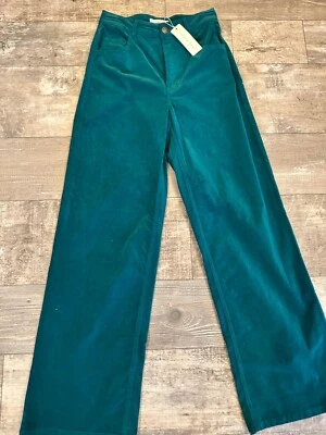 Teal Corduroy Wide-Leg Pants By Copper Key Size 3 Mid-Rise With Button & Zipper - Image 1 of 4