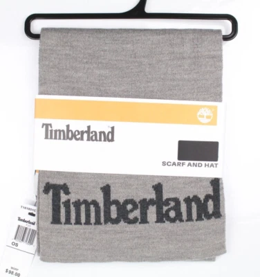 Cachecol masculino Timberland logotipo reversível cinza jacquard **somente lenço** - Imagem 1 de 3
