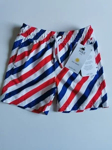 M&S Boys Stripe Print Swim Shorts, Age 18-24 Months, Sun Smart, Red, White, Blue - Picture 1 of 5