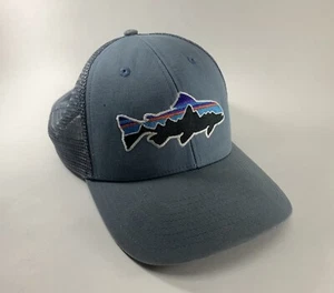 Cappello camionista uomo Patagonia Victory Ranch Trota blu verde berretto a scatto - Foto 1 di 8