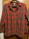 Vintage Ll Bean Men's Large Red Plaid Flannel Pajama Top Cotton Made In Usa