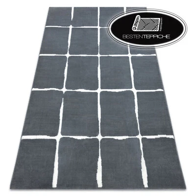 Designer Modern Carpet " Flash " Trellis Grid Grey White Original Design Carpet - Image 1 of 4