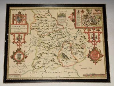 Original Antique Engraved Map OF BREKNOKE Brecknockshire John Speed 1610 - Image 1 of 2