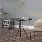 Small Tea Coffee Table Oak Mdf Side Table Black Frame Lounge Table 48 Cm Round