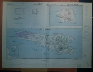 1943 US Army Map Lampedusa and Linosa Italy GSGS 4406 WW2 - Picture 1 of 9