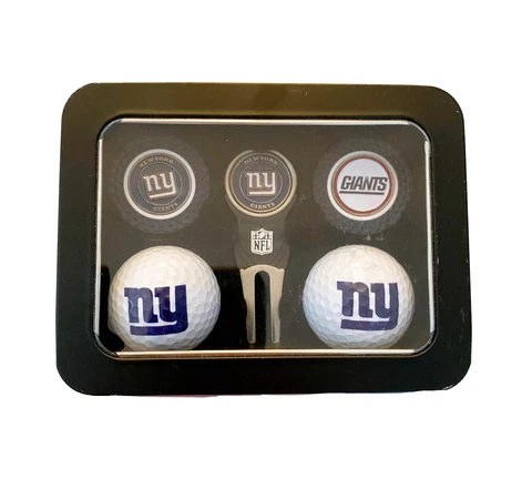 Team Golf NEW YORK GIANTS Golf Ball, Divot Tool & Ball Marker Set~Football Golf Cover
