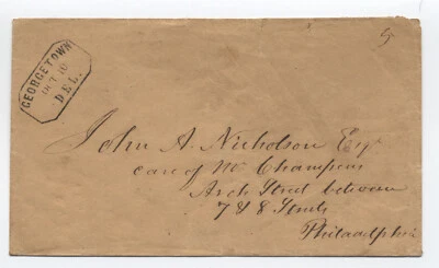1850s Georgetown DE boxed straightline handstamp stampless cover [S.3351] - Image 1 of 3