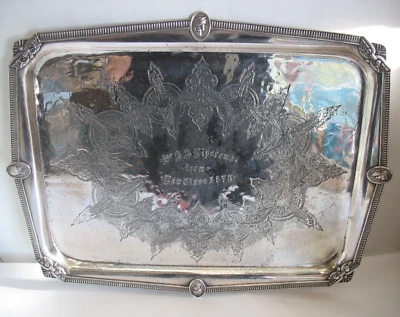 Bandeja de prata apresentação classe de direito GA 1875 para Andrew A Lipscomb UGA Chancellor - Imagem 1 de 4