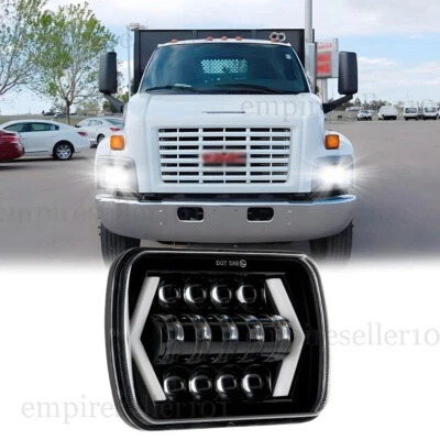 Fit GMC Safari C6500 C7500 Topkick 7x6" Inch LED Headlight Hi/Lo Halo DRL - Image 1 of 4
