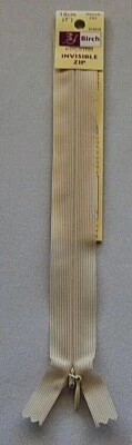 Birch  18cms (7") Natural Polyester Invisible Zipper - Image 1 of 2