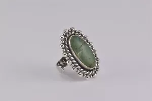 Anillo con banda de cuentas turquesa verde turquesa de plata esterlina nativo americano MLM 925 Adj Talla: 2 - Imagen 1 de 7