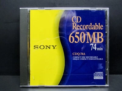 Sony CD-R, Blank Recordable CD, 650MB  74 min, CDQ-74A, Never Used - Image 1 of 2