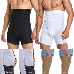 Men's Compression High Waist Boxer Shorts Belly Slimmer Body Shaper Girdle Pants - Picture 1 of 20