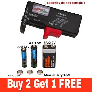Battery Tester Checker Mercury Universal Tool Cell Volt Tester AA, AAA, 9V PP3