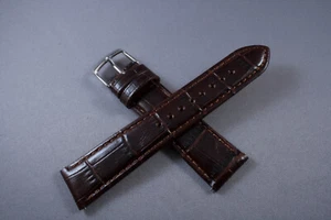20mm Brown Genuine Alligator Leather Interchangeable Band Strap Fit Michele - Picture 1 of 5