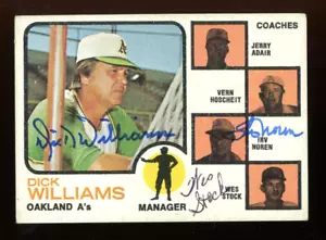 1973 Topps - Dick Williams, Wes Stock, Irv Noren #179 Triple Signed AUTO HOF - Picture 1 of 2