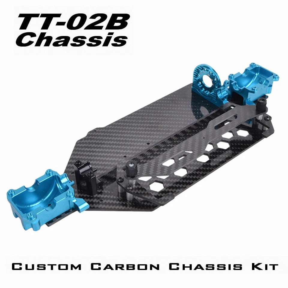 Aluminium Untergetriebe Mit Carbon Chassis Kit Für Tamiya TT-02B TT-02BR Chassis - Bild 1 von 4