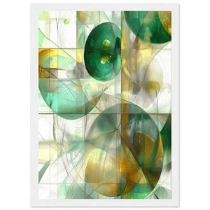 Emerald Light: 3D Abstract Art in Pastel Greens and Golden Hues - Picture 1 of 42