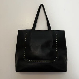 Large Sole Society Black Tote Shopper Travel Bag W Stud detail 17" X 14" - Picture 1 of 4