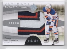 2011-12 UPPER DECK ULTIMATE DEBUT THREADS PATCH /100 TEEMU HARTIKAINEN