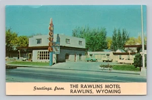 Grüße aus dem Rawlins Motel Rawlins Wyoming WY UNP Chrom Postkarte P2 - Bild 1 von 2