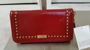 NEW BADGLEY MISCHKA OLIVIA PATENT SAFFIANO RED LEATHER ENVELOPE WALLET - Picture 1 of 4
