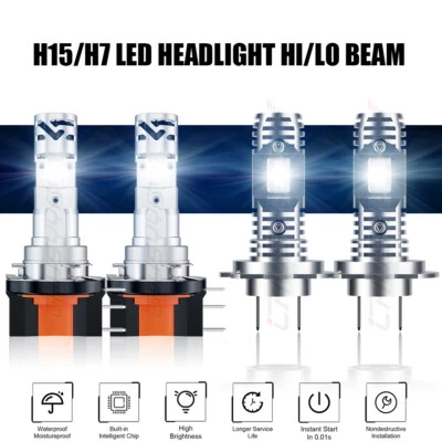 Комплект светодиодных фар дальнего и ближнего света для Mercedes-Benz GLK350 2013-2015 H7 H15 - Изображение 1 из 4