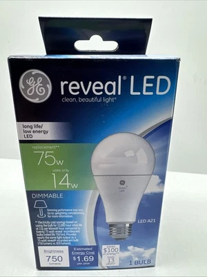 GE 75w/14w Lighting 45657 Reveal LED A21 Light Bulb 750 Lumen COMBINESHIP - Image 1 of 4