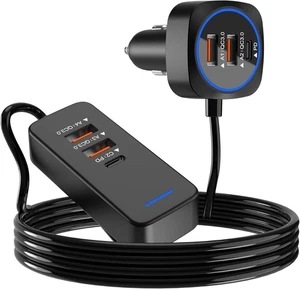 Car USB Charger Multi Port with 5.9FT Extension, QC3.0 76W Fast Charging Cigaret - Picture 1 of 6