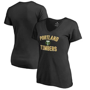 Women's Black Portland Timbers Victory Arch V-Neck T-Shirt - Picture 1 of 5