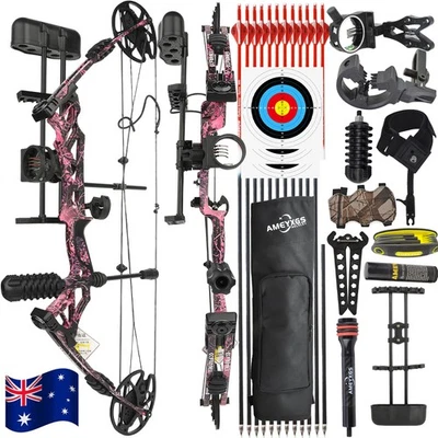 Compound Bow Kit 30-60lbs Adult Hunting Target Carbon Arrows Archery Shooting RH - image 1 of 4
