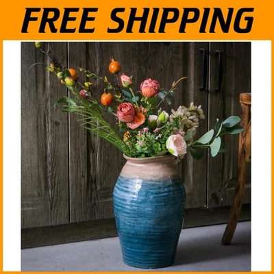 Vaso grande de argila envidraçada - Peça central de cerâmica rústica - Imagem 1 de 4